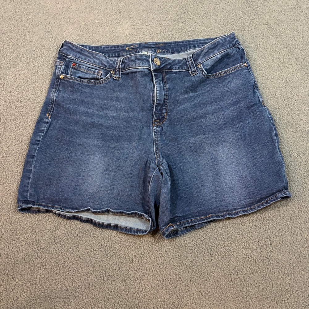 Seven7 Denim Shorts Womens 16 Blue Weekend Fit Stretch Dark Wash Casual Summer